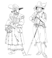 A coloring page of renaissance clothing